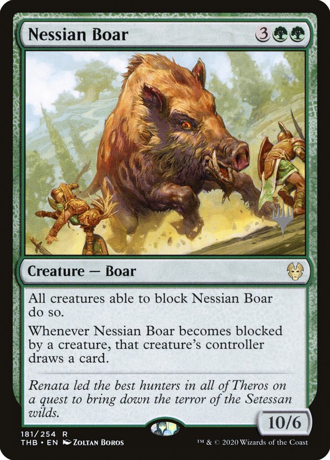 Nessian Boar (Promo Pack) [Theros Beyond Death Promos] (PTHB 181P)
