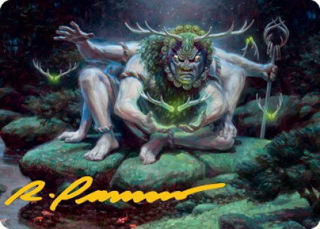 Myojin of Towering Might Art Card (Gold-Stamped Signature) [Kamigawa: Neon Dynasty Art Series] (ANEO 34)