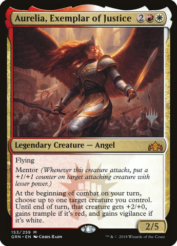 Aurelia, Exemplar of Justice (Promo Pack) [Guilds of Ravnica Promos] (PGRN 153S)