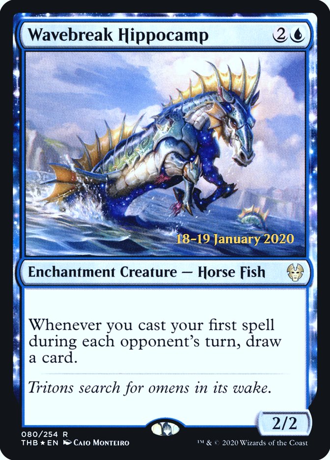 Wavebreak Hippocamp [Theros Beyond Death Prerelease Promos] (PTHB 80S)