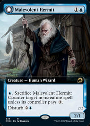 Malevolent Hermit // Benevolent Geist (Extended) [Innistrad: Midnight Hunt] (MID 336)