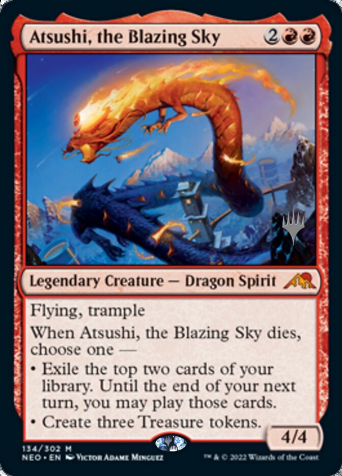 Atsushi, the Blazing Sky (Promo Pack) [Kamigawa: Neon Dynasty Promos] (PNEO 134)