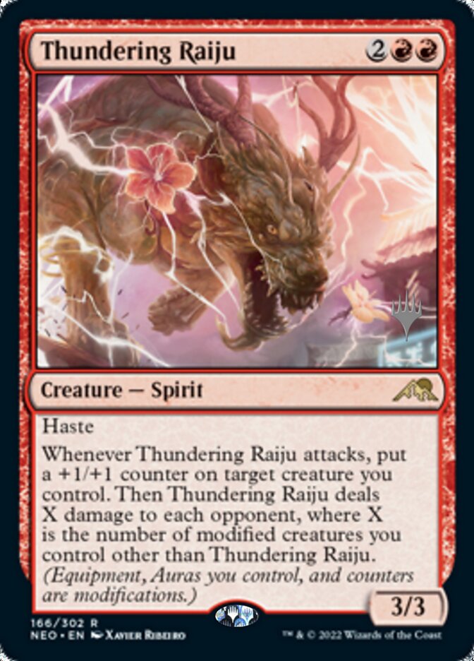 Thundering Raiju (Promo Pack) [Kamigawa: Neon Dynasty Promos] (PNEO 166)