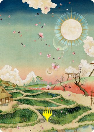 Plains 1 Art Card (Gold-Stamped Signature) [Kamigawa: Neon Dynasty Art Series] (ANEO 79)