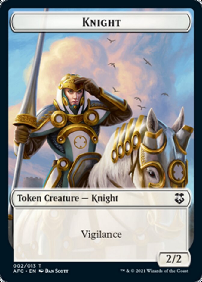 Knight // Saproling Double-sided Token [Dungeons & Dragons: Adventures in the Forgotten Realms Commander Tokens] (TAFC 2)