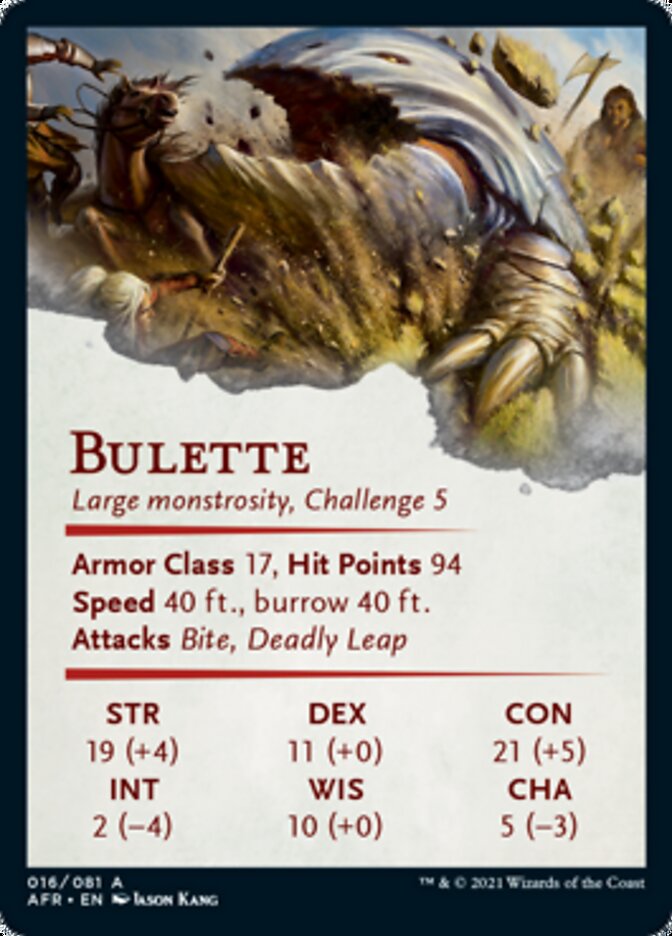 Bulette Art Card (Gold-Stamped Signature) [Dungeons & Dragons: Adventures in the Forgotten Realms Art Series] (AAFR 16)