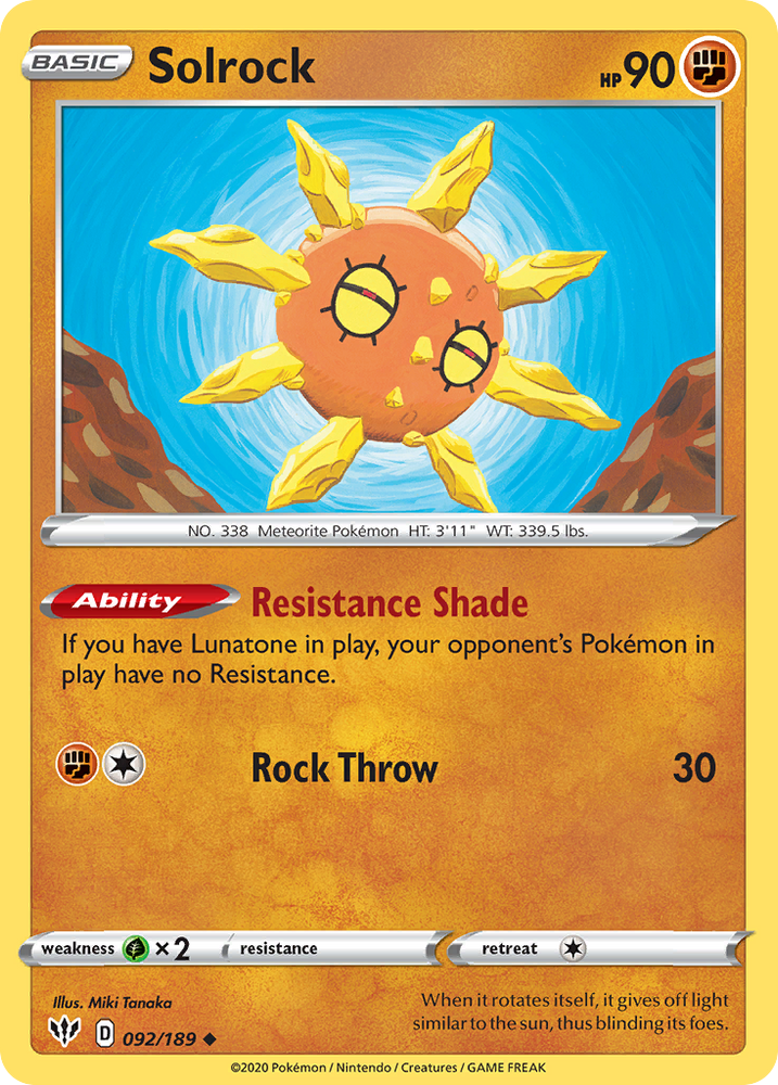 Solrock (92/189) [Sword & Shield: Darkness Ablaze]