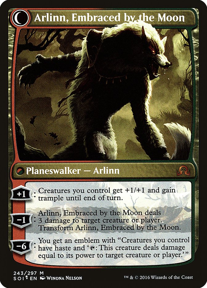 Arlinn Kord // Arlinn, Embraced by the Moon (Prerelease) [Shadows over Innistrad Prerelease Promos] (PSOI 243S)