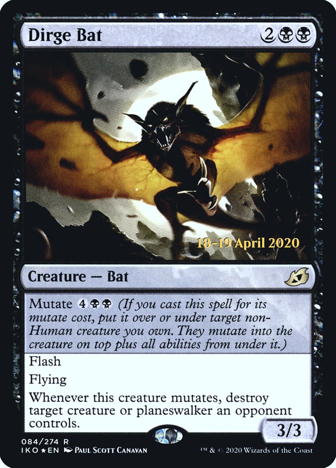 Dirge Bat  [Ikoria: Lair of Behemoths Prerelease Promos] (PIKO 84S)