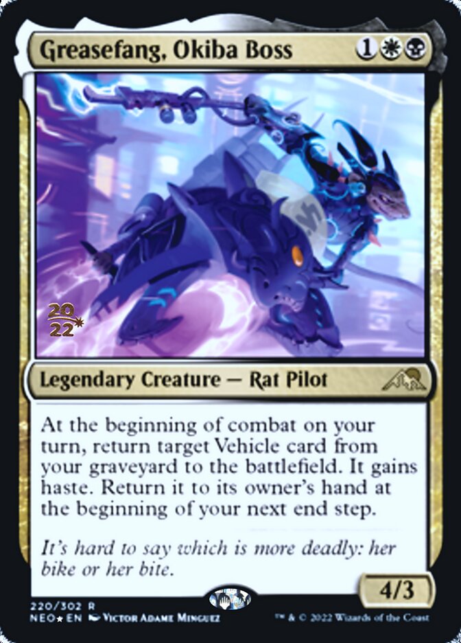 Greasefang, Okiba Boss [Kamigawa: Neon Dynasty Prerelease Promos] (PNEO 220)