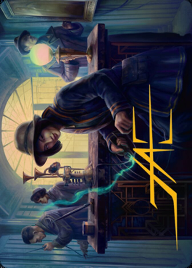 Wiretapping Art Card (Gold-Stamped Signature) [Streets of New Capenna Art Series] (ASNC 15)