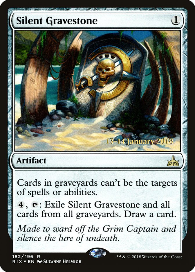 Silent Gravestone (Prerelease) [Rivals of Ixalan Prerelease Promos] (PRIX 182S)