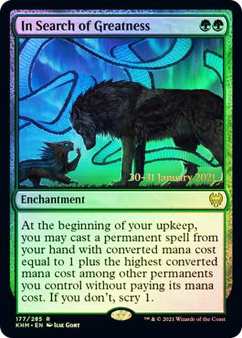 In Search of Greatness  [Kaldheim Prerelease Promos] (PKHM 177)