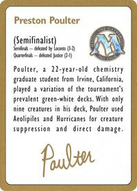 1996 Preston Poulter Biography Card [World Championship Decks], MTG singles Australia, magic the gathering singles australia, buy mtg singles australia, buy magic singles australia, sell magic cards, sell mtg cards, sell magic the gathering cards, sell magic cards online, sell mtg