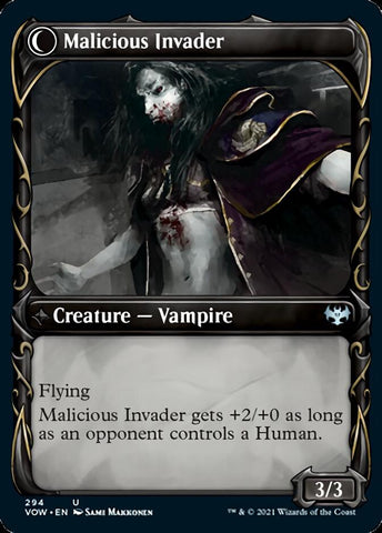 Innocent Traveler // Malicious Invader (Showcase Fang Frame) [Innistrad: Crimson Vow] (VOW 294)