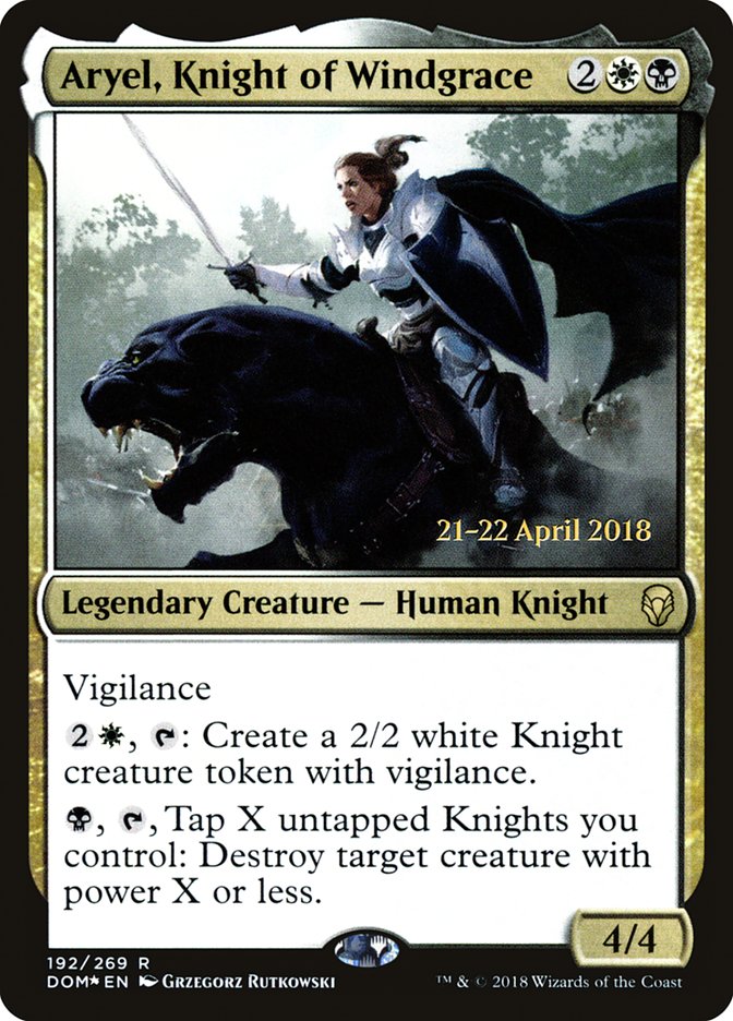 Aryel, Knight of Windgrace  (Prerelease) [Dominaria Prerelease Promos] (PDOM 192S)