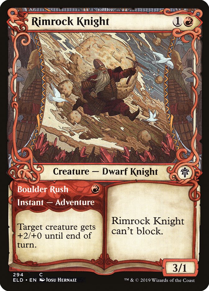Rimrock Knight // Boulder Rush (Showcase) [Throne of Eldraine] (ELD 294)