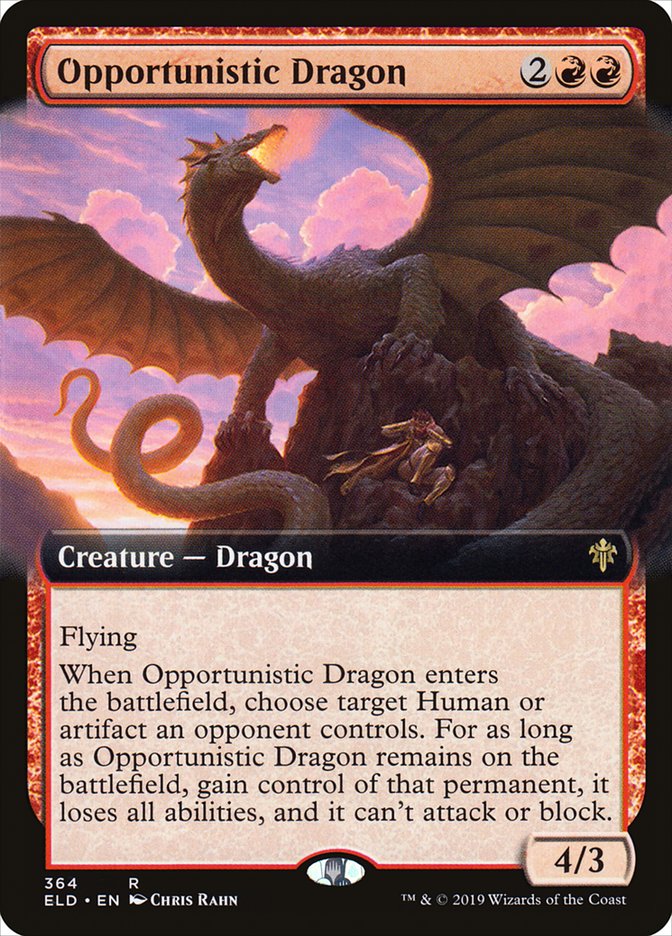 Opportunistic Dragon (Extended Art) [Throne of Eldraine] (ELD 364)