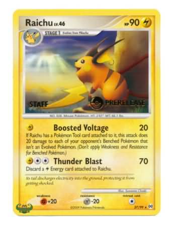 Raichu (Staff Prerelease Promo) (27/99) [Nintendo: Black Star Promos]
