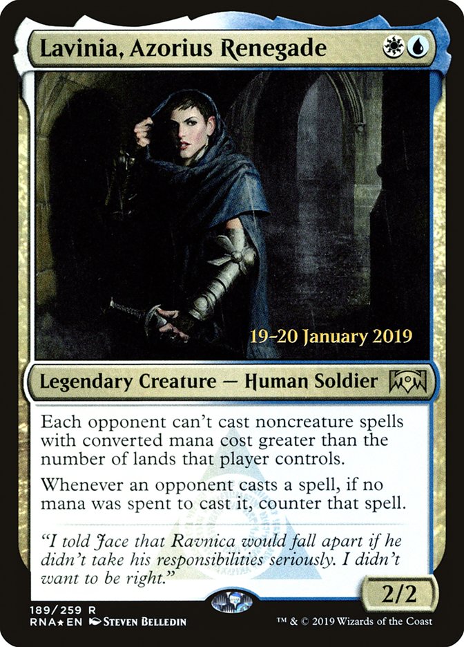 Lavinia, Azorius Renegade [Ravnica Allegiance Prerelease Promos] (PRNA 189S)