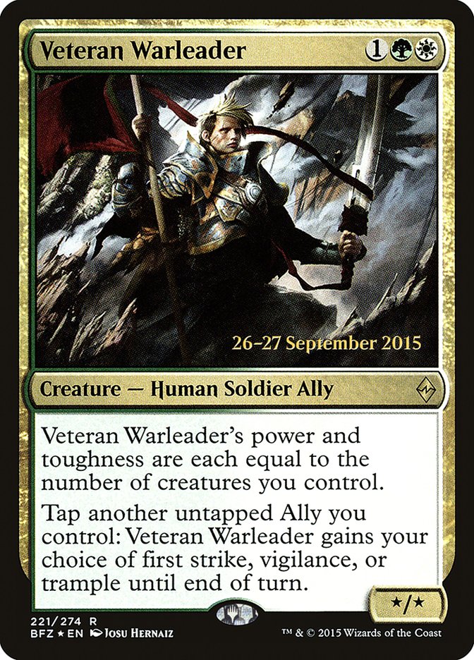 Veteran Warleader  (Prerelease) [Battle for Zendikar Prerelease Promos] (PBFZ 221S)