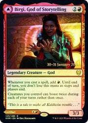 Birgi, God of Storytelling // Harnfel, Horn of Bounty  [Kaldheim Prerelease Promos] (PKHM 123)
