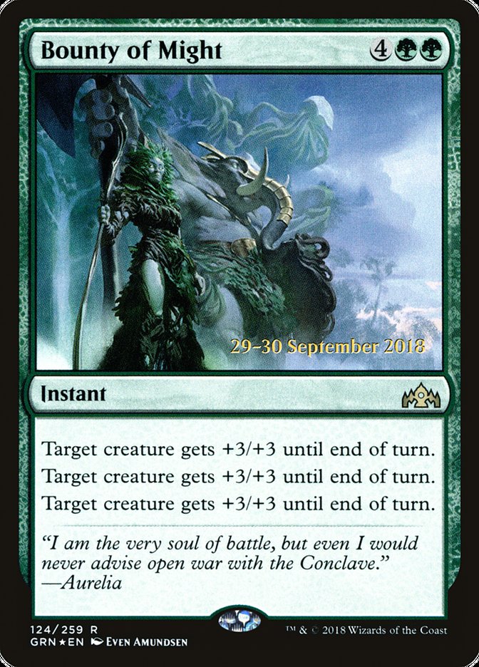 Bounty of Might  (Prerelease) [Guilds of Ravnica Prerelease Promos] (PGRN 124S)