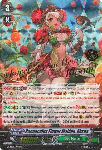 Ranunculus Flower Maiden, Ahsha (Hot Stamped) (G-TD12/003EN) [Flower Princess of Abundant Blooming]