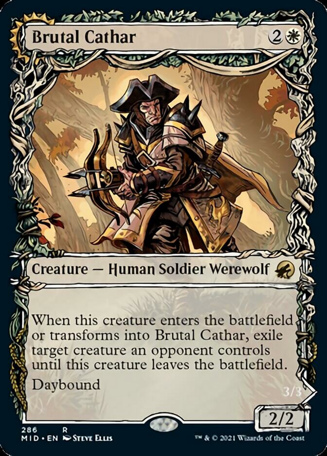 Brutal Cathar // Moonrage Brute (Showcase Equinox) [Innistrad: Midnight Hunt] (MID 286)