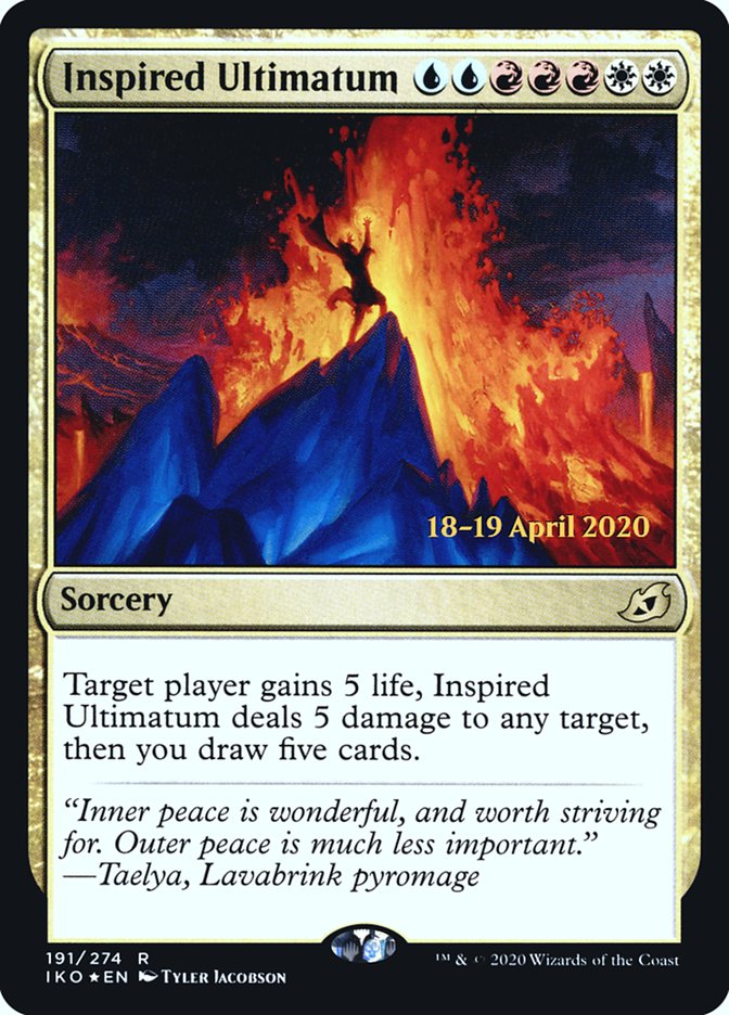 Inspired Ultimatum  [Ikoria: Lair of Behemoths Prerelease Promos] (PIKO 191S)