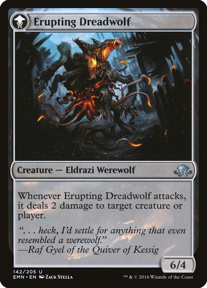 Smoldering Werewolf // Erupting Dreadwolf [Eldritch Moon] (EMN 142)
