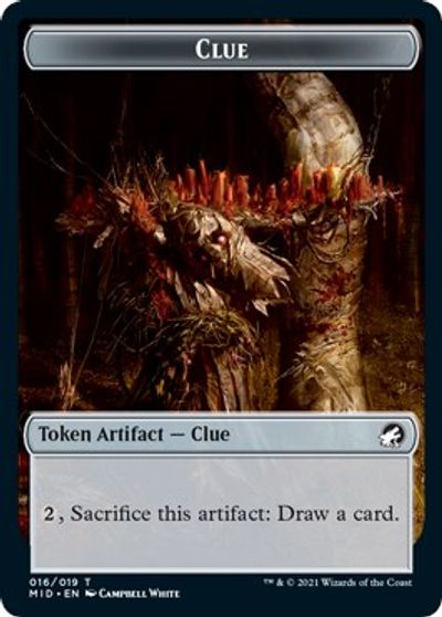 Zombie (005) // Clue Double-sided Token [Innistrad: Midnight Hunt Tokens] (TMID 5)