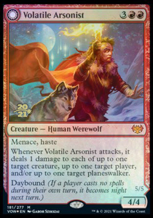 Volatile Arsonist // Dire-Strain Anarchist [Innistrad: Crimson Vow Prerelease Promos] (PVOW 181)