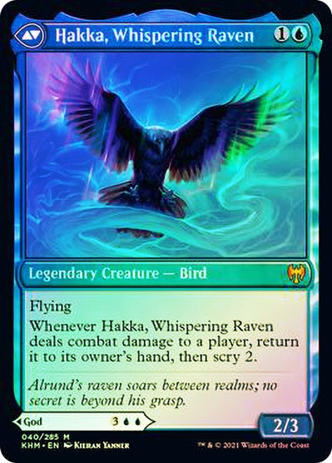 Alrund, God of the Cosmos // Hakka, Whispering Raven  [Kaldheim Prerelease Promos] (PKHM 40)