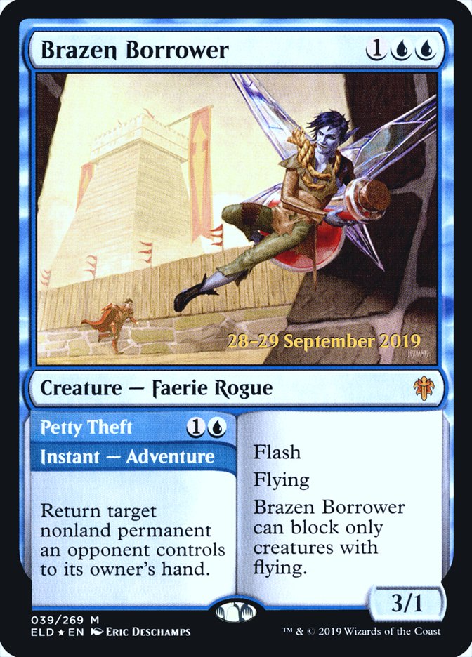 Brazen Borrower // Petty Theft  [Throne of Eldraine Prerelease Promos] (PELD 39S)
