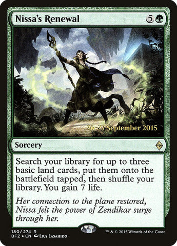 Nissa's Renewal  (Prerelease) [Battle for Zendikar Prerelease Promos] (PBFZ 180S)