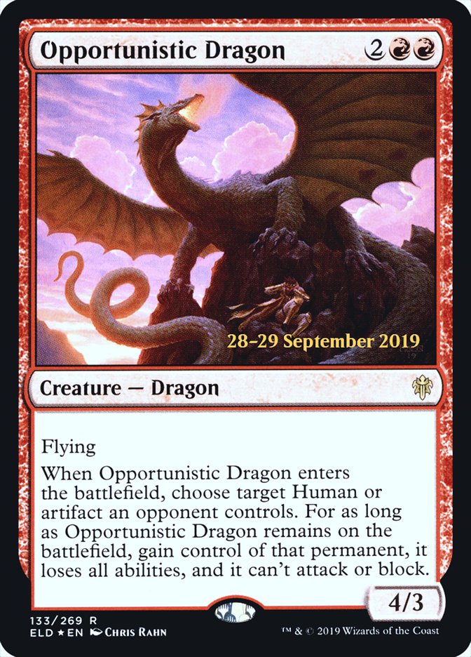 Opportunistic Dragon  [Throne of Eldraine Prerelease Promos] (PELD 133S)