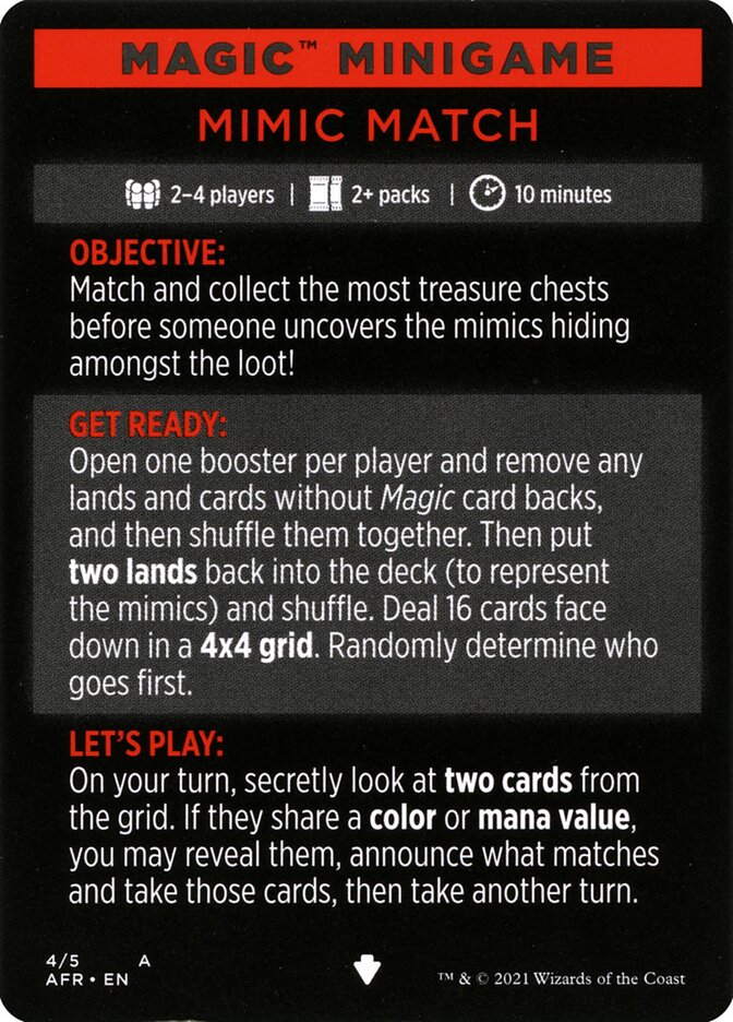 Mimic Match (Magic Minigame) [Dungeons & Dragons: Adventures in the Forgotten Realms Minigame] (MAFR 4)